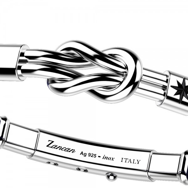 Zancan-Armband aus Kevlar mit Flachknoten aus Silber.