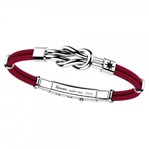 Zancan-Armband aus Kevlar mit Flachknoten aus Silber.