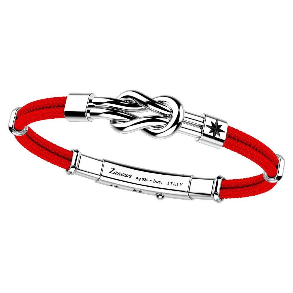 Zancan kevlar bracelet with flat silver knot.