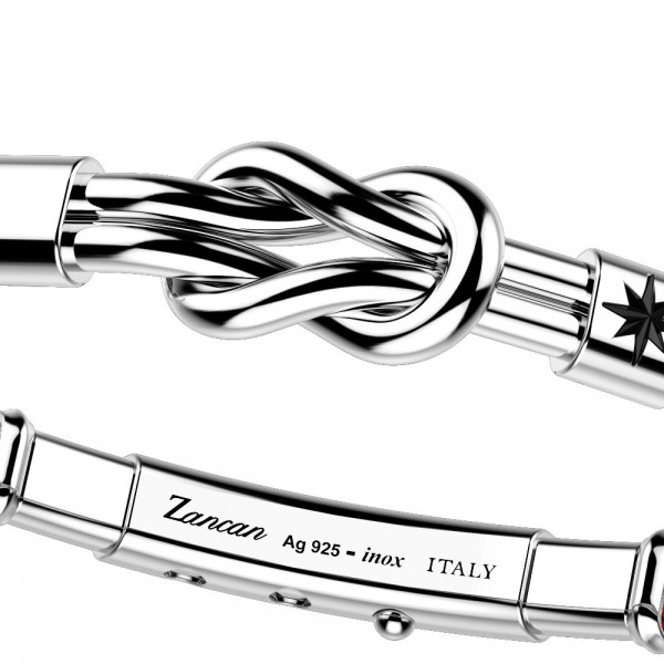 Zancan kevlar bracelet with flat silver knot.