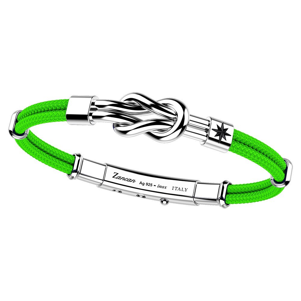 Zancan-Armband aus Kevlar mit Flachknoten aus Silber.