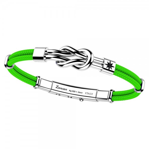 Zancan-Armband aus Kevlar mit Flachknoten aus Silber.