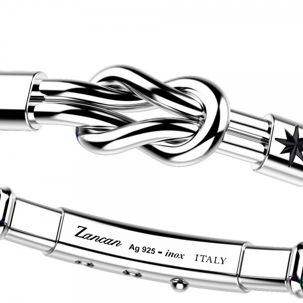 Zancan-Armband aus Kevlar mit Flachknoten aus Silber.