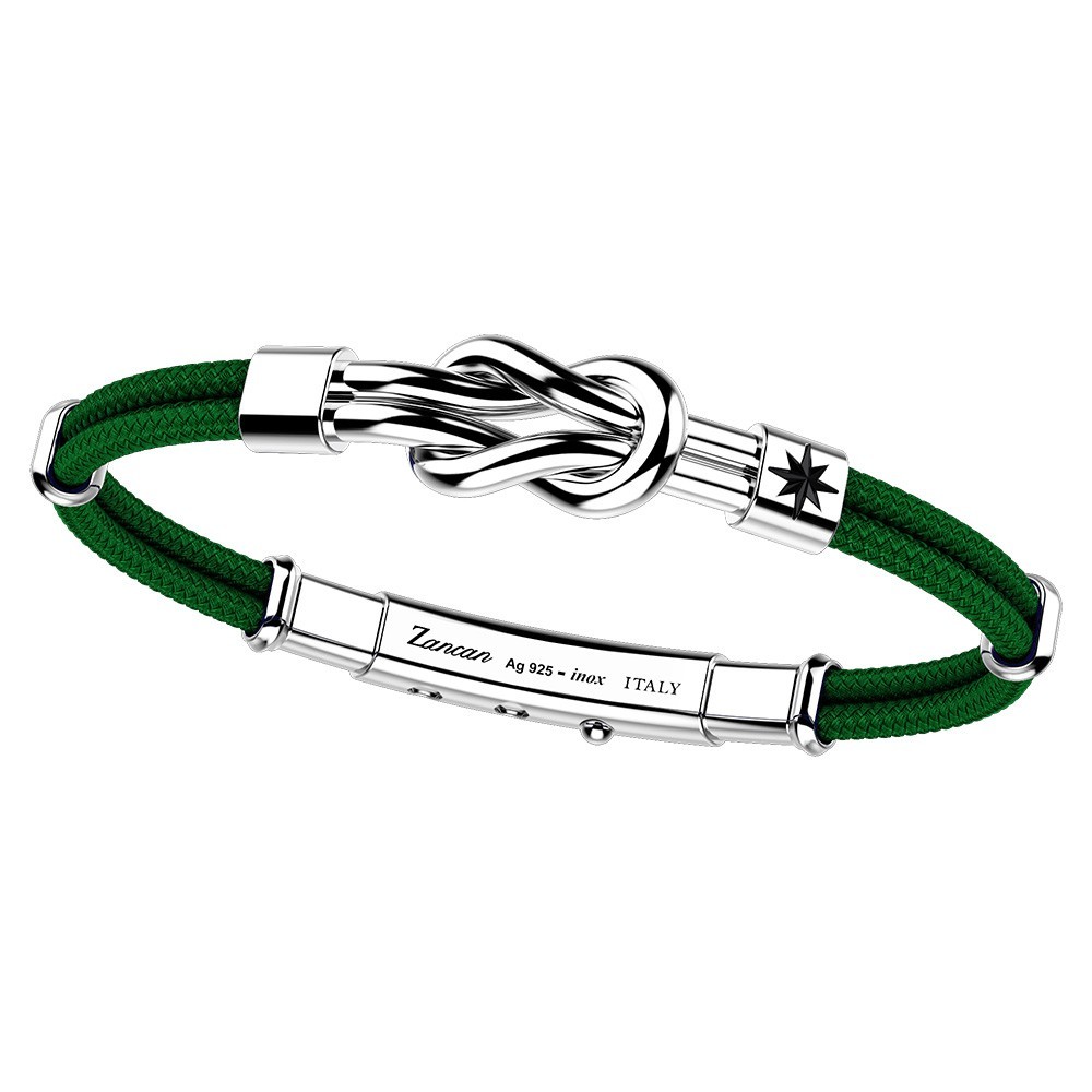 Zancan-Armband aus Kevlar mit Flachknoten aus Silber.