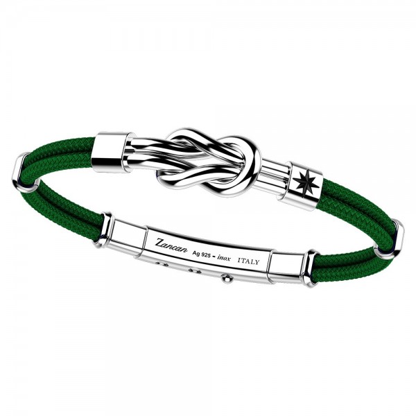 Zancan-Armband aus Kevlar mit Flachknoten aus Silber.