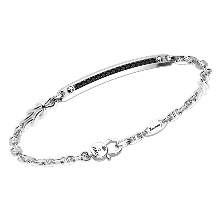 Zancan silver bracelet with tag and black stones.