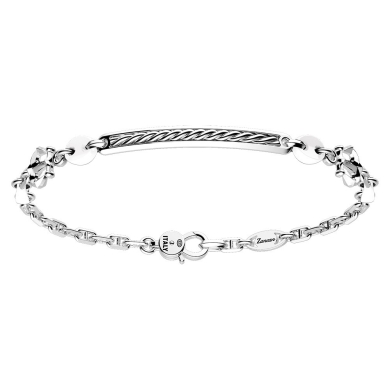 Pulsera Zancan de plata con placa.