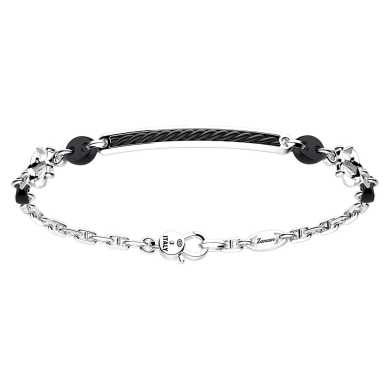 Pulsera Zancan de plata con placa.