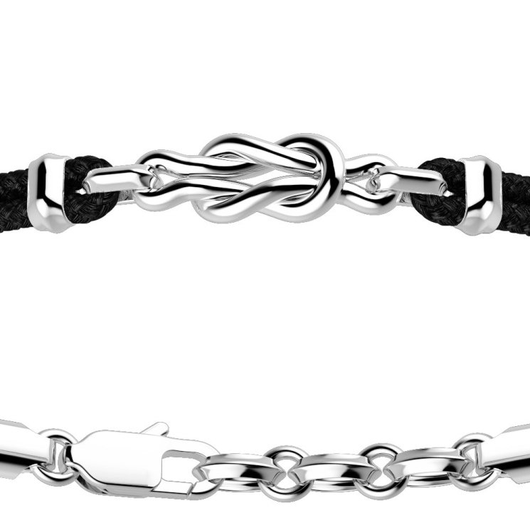 Bracciale Zancan in kevlar e nodo in argento.
