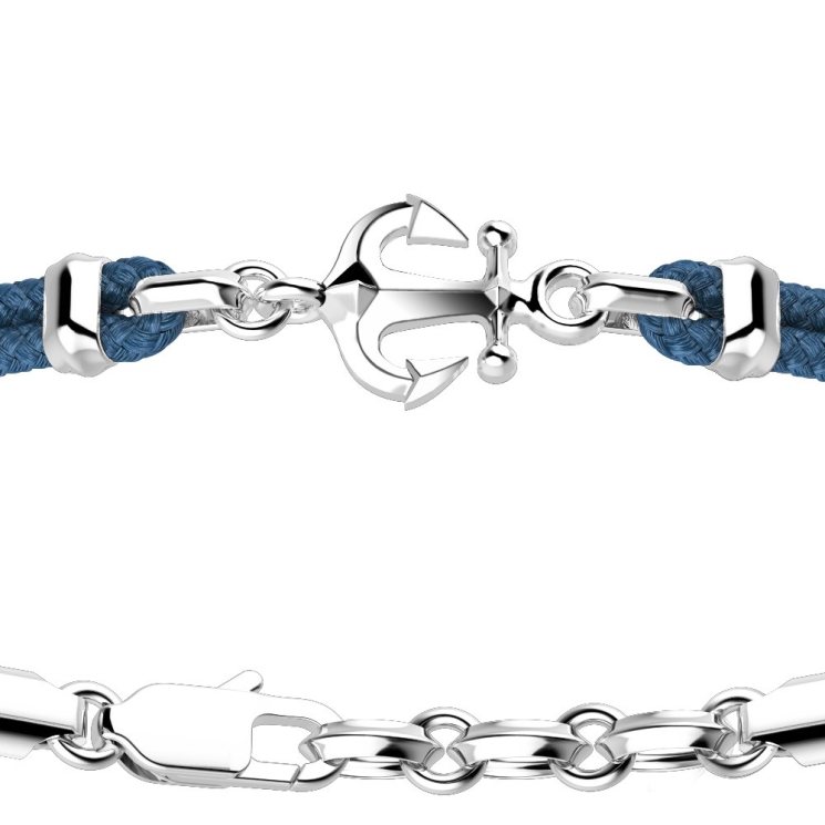 Zancan kevlar bracelet with silver anchor.