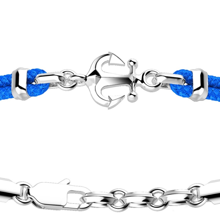 Zancan kevlar bracelet with silver anchor.
