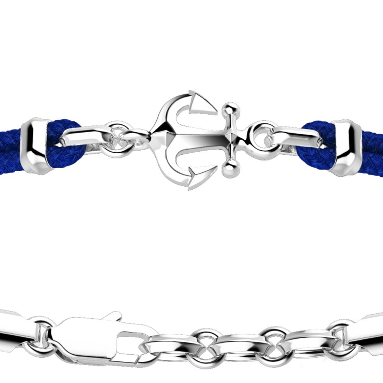 Zancan kevlar bracelet with silver anchor.
