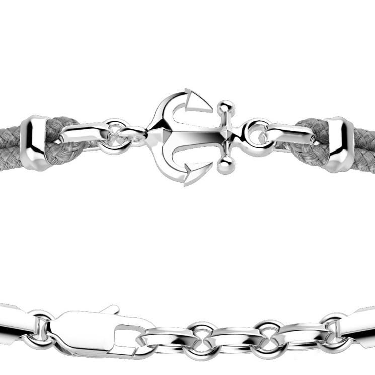 Zancan kevlar bracelet with silver anchor.