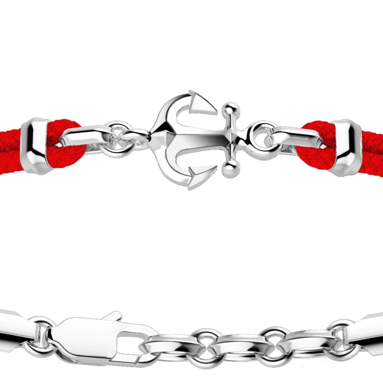 Zancan kevlar bracelet with silver anchor.