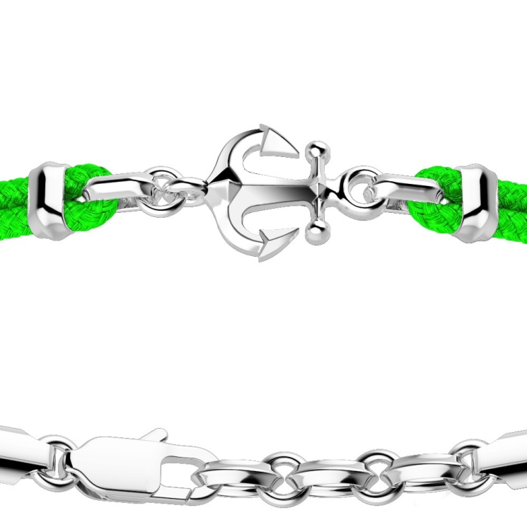 Pulsera Zancan de kevlar con ancla de plata.