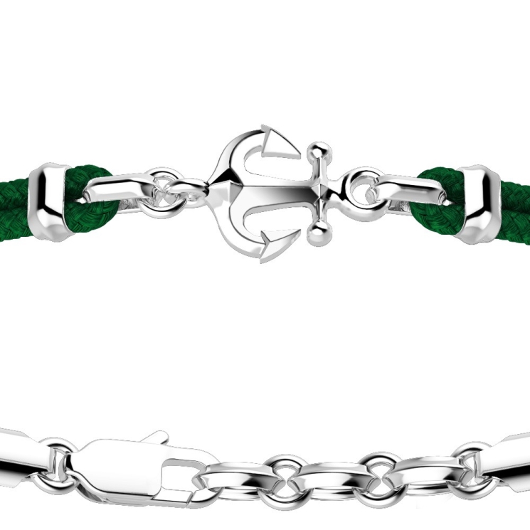 Zancan kevlar bracelet with silver anchor.