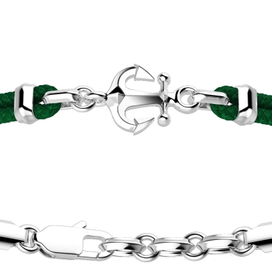 Pulsera Zancan de kevlar con ancla de plata.