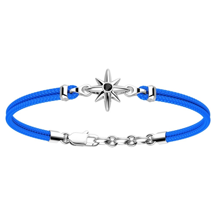 Zancan-Armband aus Kevlar mit Windrose aus Silber.