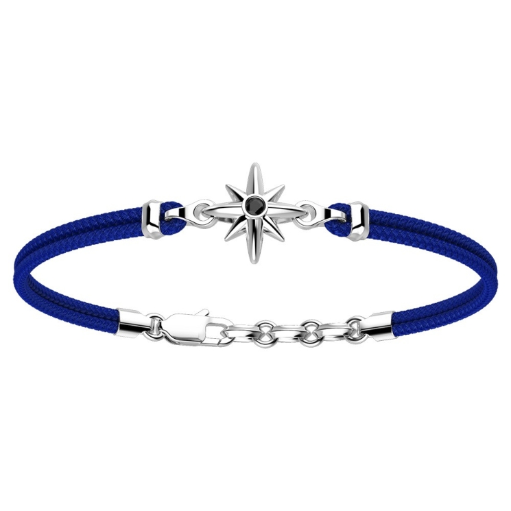 Bracciale Zancan in kevlar con rosa dei venti in argento.