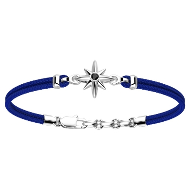 Zancan-Armband aus Kevlar mit Windrose aus Silber.