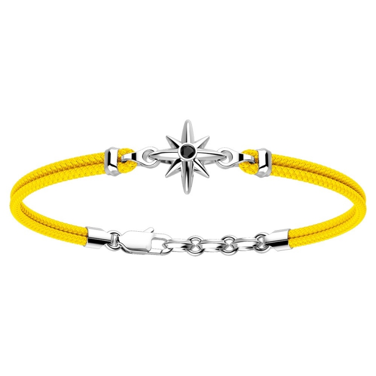 Zancan kevlar bracelet with silver wind rose.