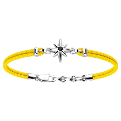 Zancan-Armband aus Kevlar mit Windrose aus Silber.