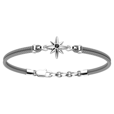 Zancan-Armband aus Kevlar mit Windrose aus Silber.
