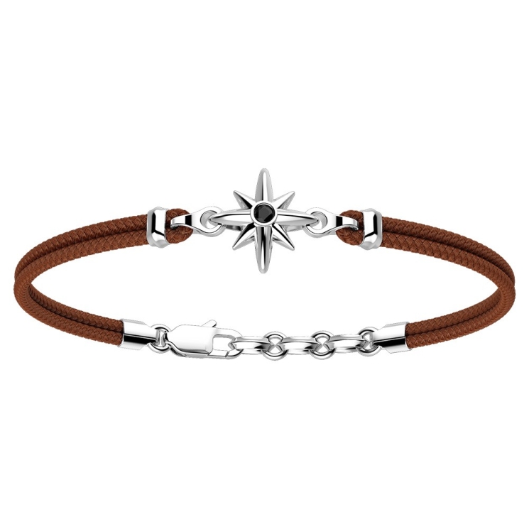 Zancan-Armband aus Kevlar mit Windrose aus Silber.