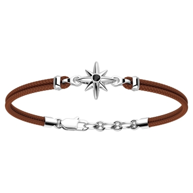Zancan-Armband aus Kevlar mit Windrose aus Silber.