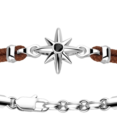 Zancan kevlar bracelet with silver wind rose.