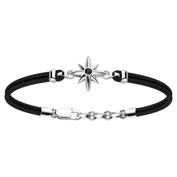 Zancan-Armband aus Kevlar mit Windrose aus Silber.