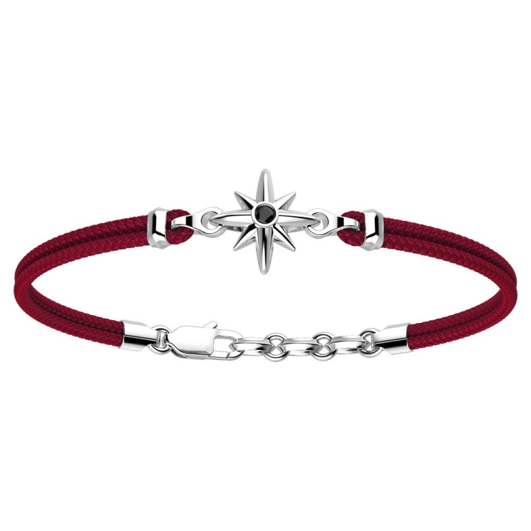 Zancan-Armband aus Kevlar mit Windrose aus Silber.