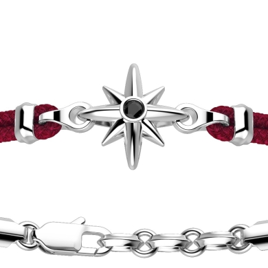 Pulsera Zancan de kevlar con rosa de los vientos de plata.