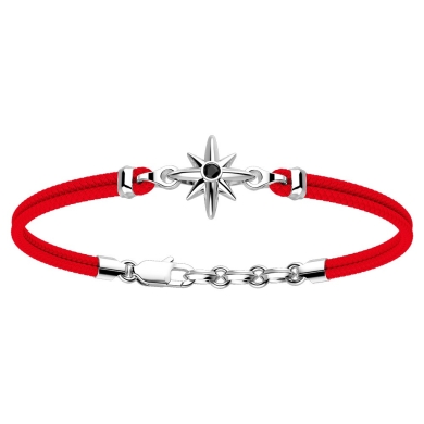 Zancan-Armband aus Kevlar mit Windrose aus Silber.