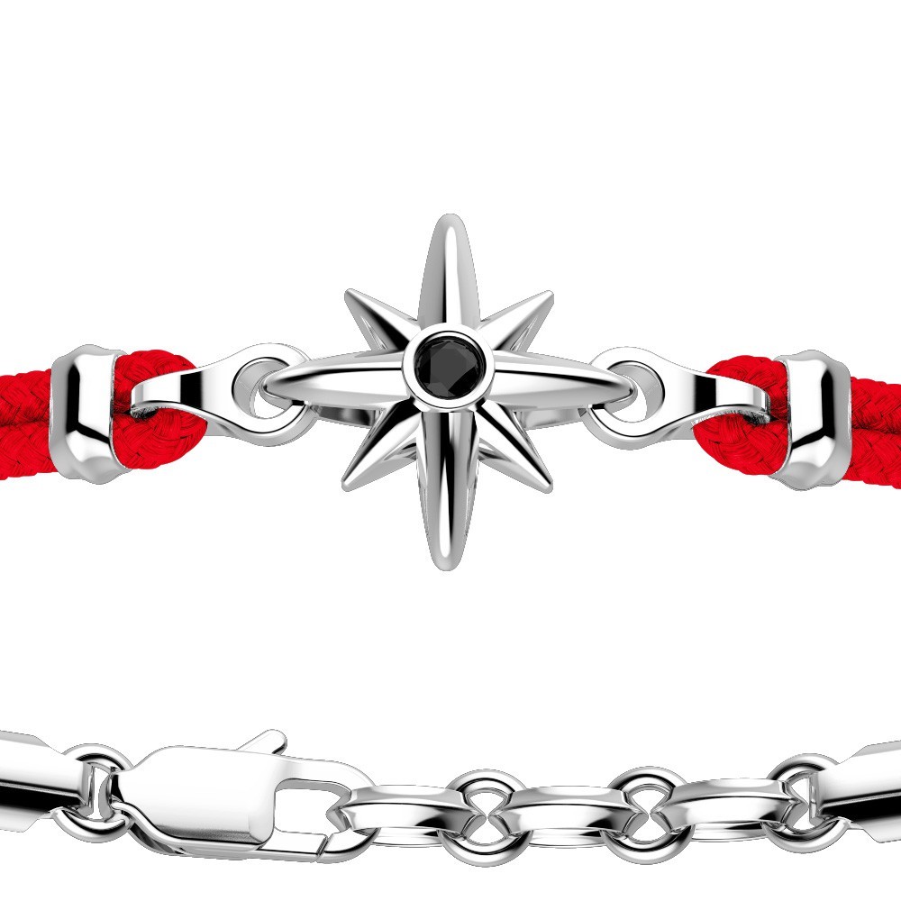 Pulsera Zancan de kevlar con rosa de los vientos de plata.