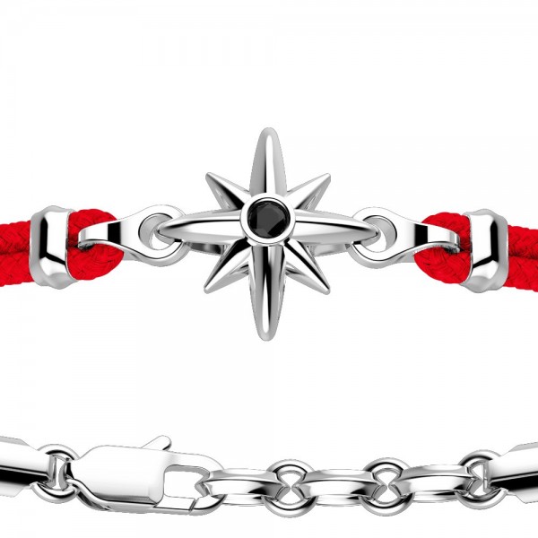 Zancan kevlar bracelet with silver wind rose.
