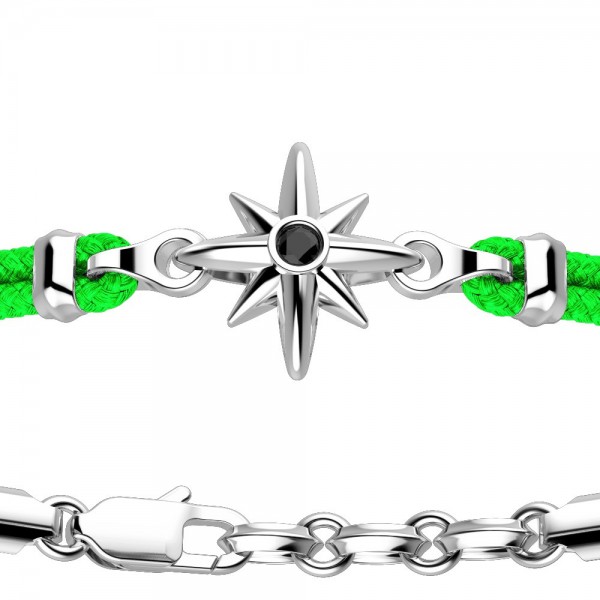 Pulsera Zancan de kevlar con rosa de los vientos de plata.