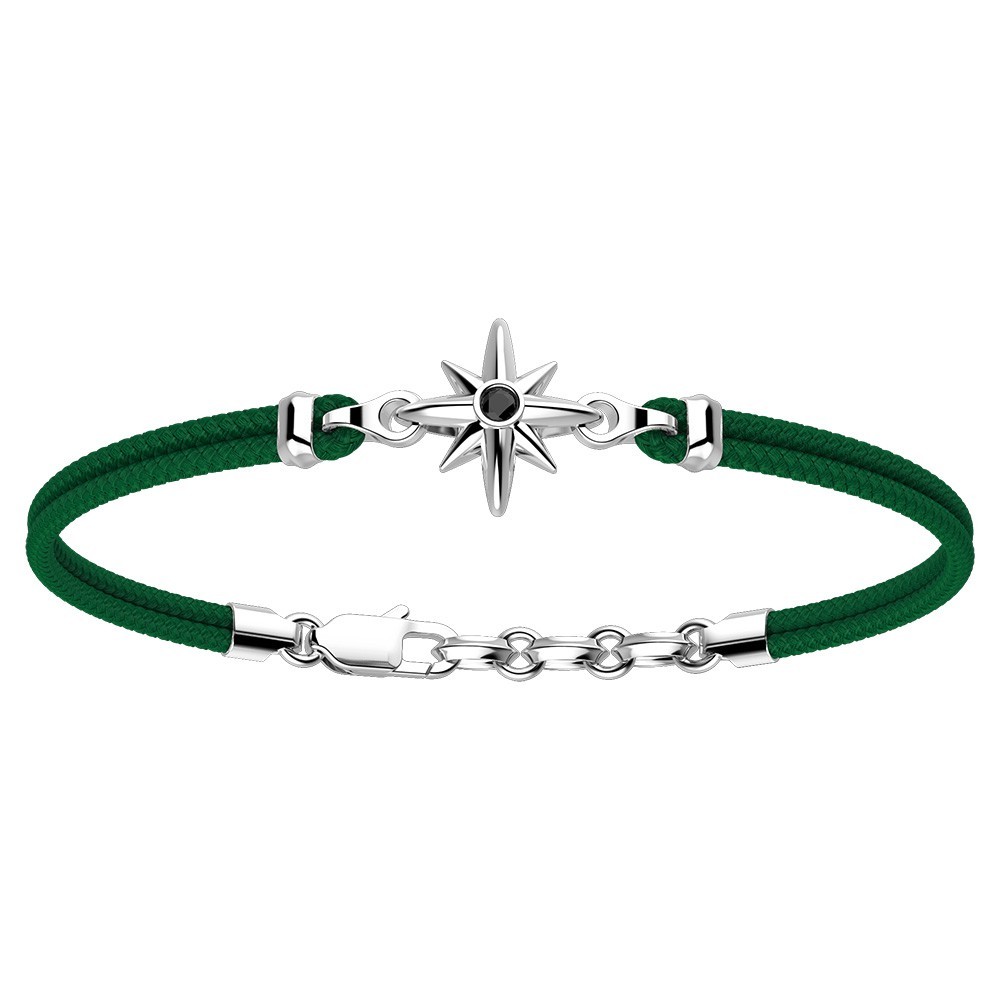 Zancan-Armband aus Kevlar mit Windrose aus Silber.