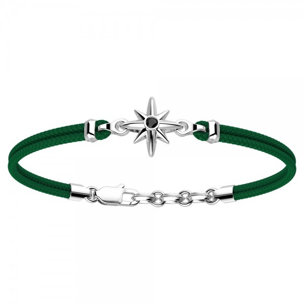 Zancan-Armband aus Kevlar mit Windrose aus Silber.