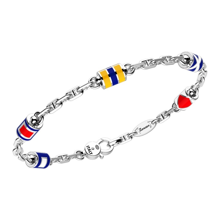 Pulsera Zancan de plata con banderas náuticas.