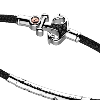 Zancan kevlar bracelet with silver anchor and black stones. 2