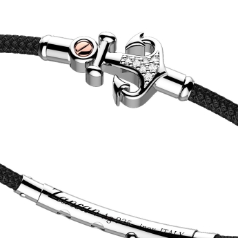 Zancan-Armband aus Kevlar mit Anker aus Silber und weißen Edelsteinen. 2