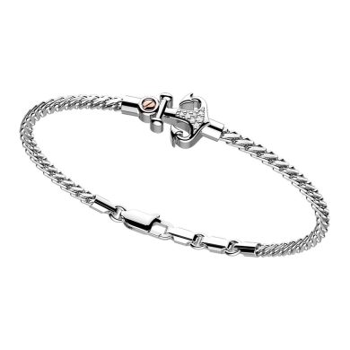 Zancan-Armband aus Silber mit Anker und weißen Edelsteinen.