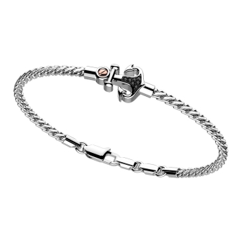 Bracciale Zancan in argento con ancora e pietre nere.