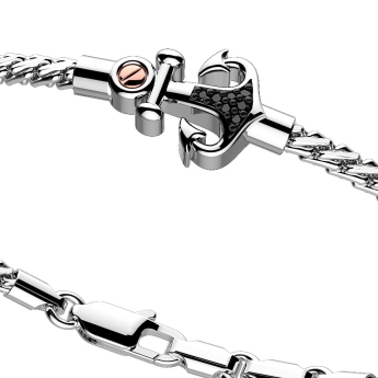 Zancan silver bracelet with anchor and black stones. 2
