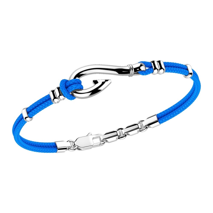 Zancan-Armband aus Kevlar mit Angelhaken aus Silber.