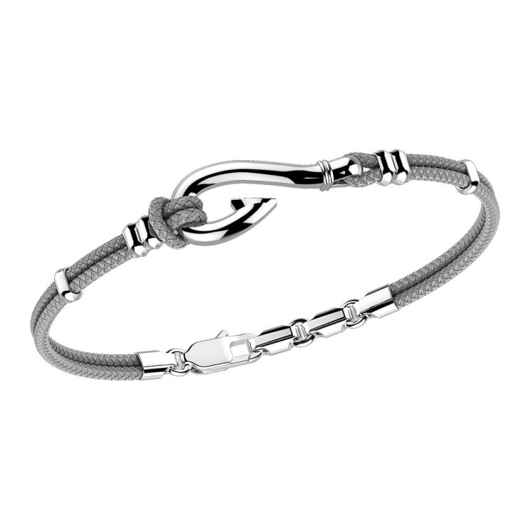 Zancan-Armband aus Kevlar mit Angelhaken aus Silber.