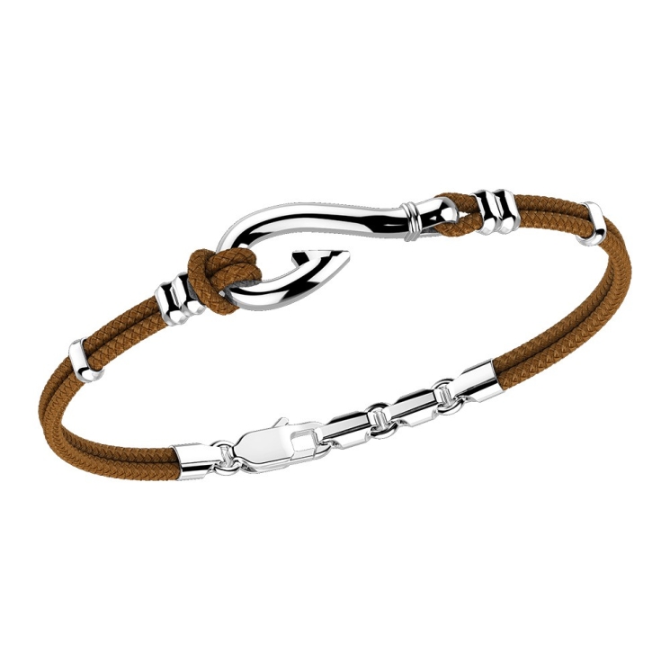 Zancan-Armband aus Kevlar mit Angelhaken aus Silber.