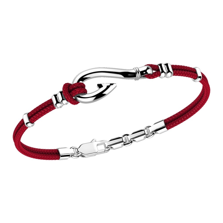 Zancan-Armband aus Kevlar mit Angelhaken aus Silber.