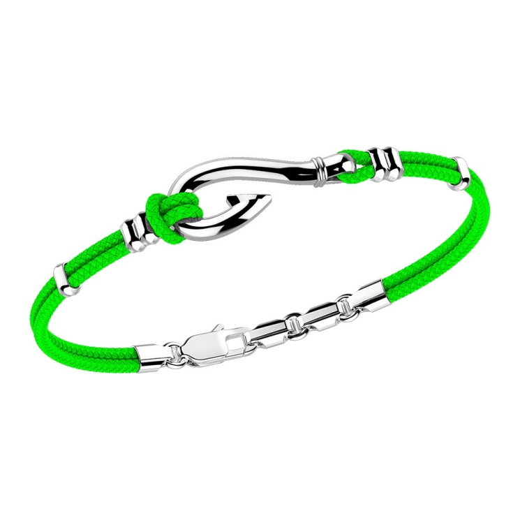 Zancan-Armband aus Kevlar mit Angelhaken aus Silber.